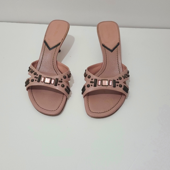 Miu Miu Shoes - MIU MIU BLUSH PINK RHINESTONE HEELS..SIZE 38